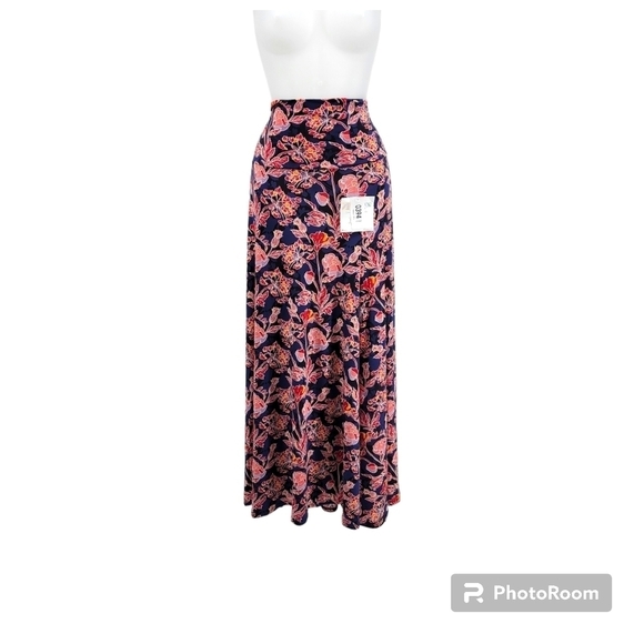 LulaRoe Blue,Red,Orange Floral Maxi Skirt Maxmalisim Style Size XS NWT - Picture 4 of 11